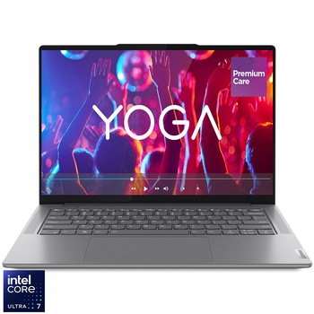 Laptop Lenovo Yoga Pro 7 14IMH9 cu procesor Intel Core Ultra 7 155H pana la 4.8GHz, 14.5", 2.8K, OLED, 120Hz, 32GB LPDDR5x, 1TB SSD, NVIDIA GeForce RTX 4050 6GB GDDR6, No OS, Luna Grey, 3y on-site Premium Care