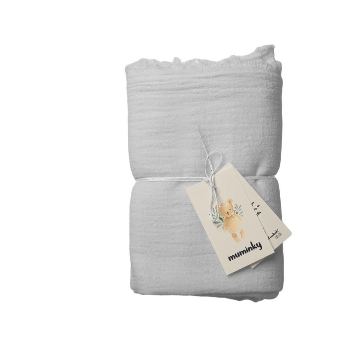 Бебешко одеяло Muminky, памук, 120x120см, сиво