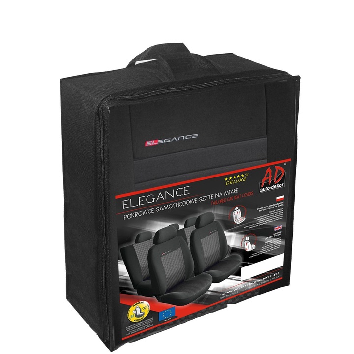 Auto Dekor üléshuzat-szett Renault Koleos II 2017-2023-hoz, jacquard, ISOFIX rögzítéssel, fekete