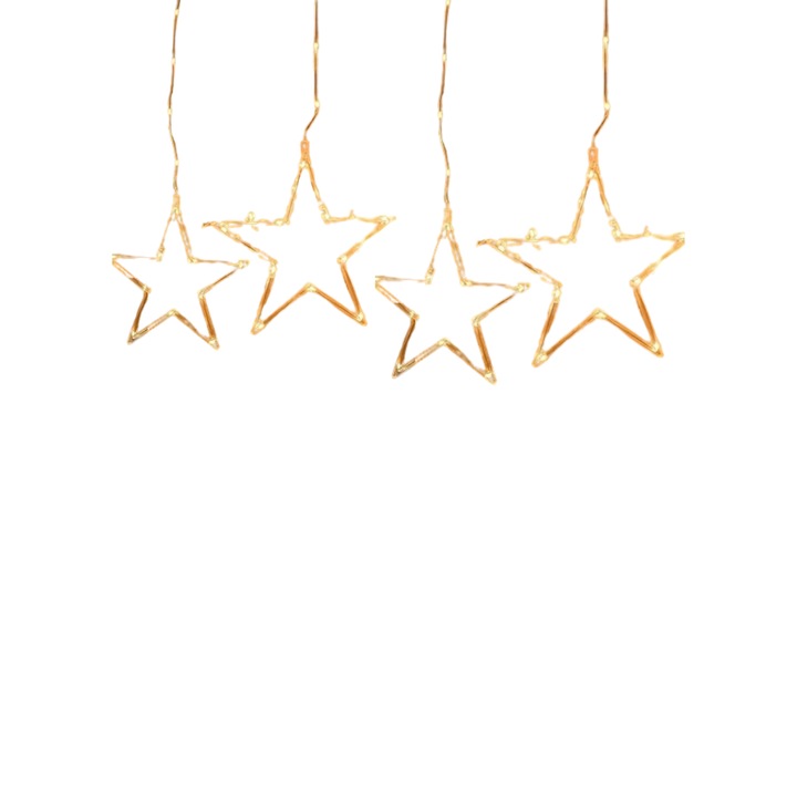 Ghirlanda luminoasa, LED, SOLARFAN, in forma de stele de doua dimensiuni, la distanta diferita, incarcare solara, 3 m, lumina calda