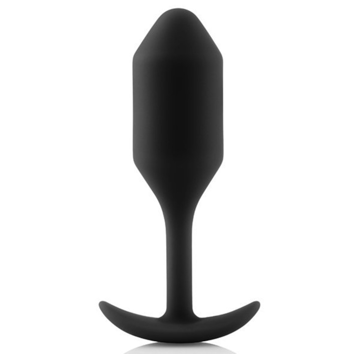 Anális dugó, B-Vibe Snug Plug 2, szilikon, fekete, 3x11,4 cm