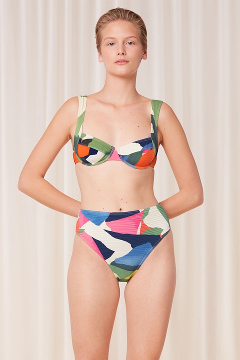 Triumph, Slip cu talie inalta, Verde/Albastru/Crem