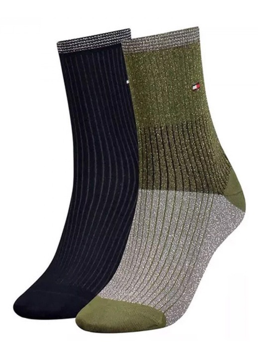 Комплект от 2 чифта дамски чорапи, Tommy Hilfiger, Памук, Многоцветни, 35-38 EU