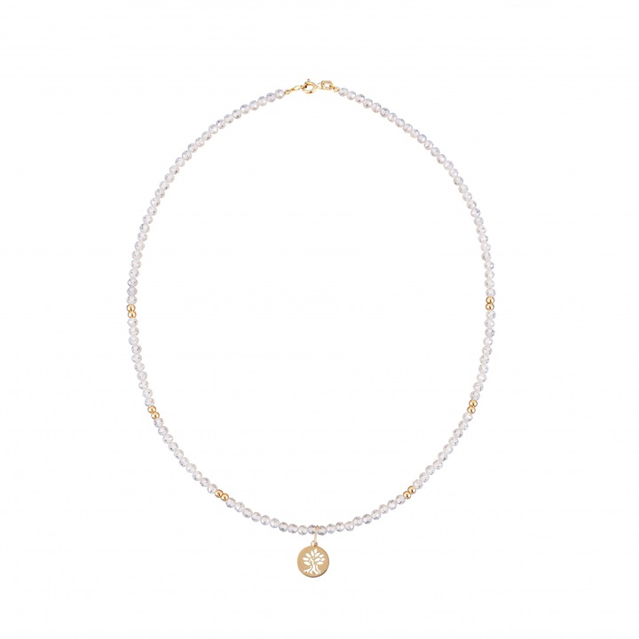 Lantisor cu bile de Aur si Zirconiu, cu pandantiv pomul vietii Royalstone