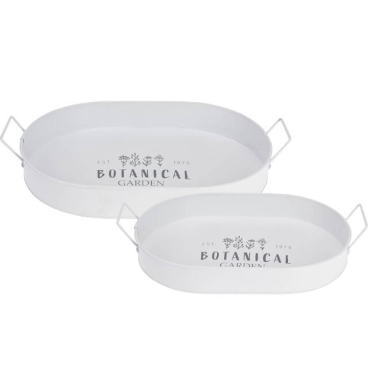 Botanikus tálalótálca, széles fülekkel, fém, 2 db