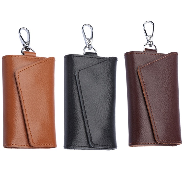 QttvbTna bőr zárókulcsok, csattal záródó, tarka, 11x6,5x2cm