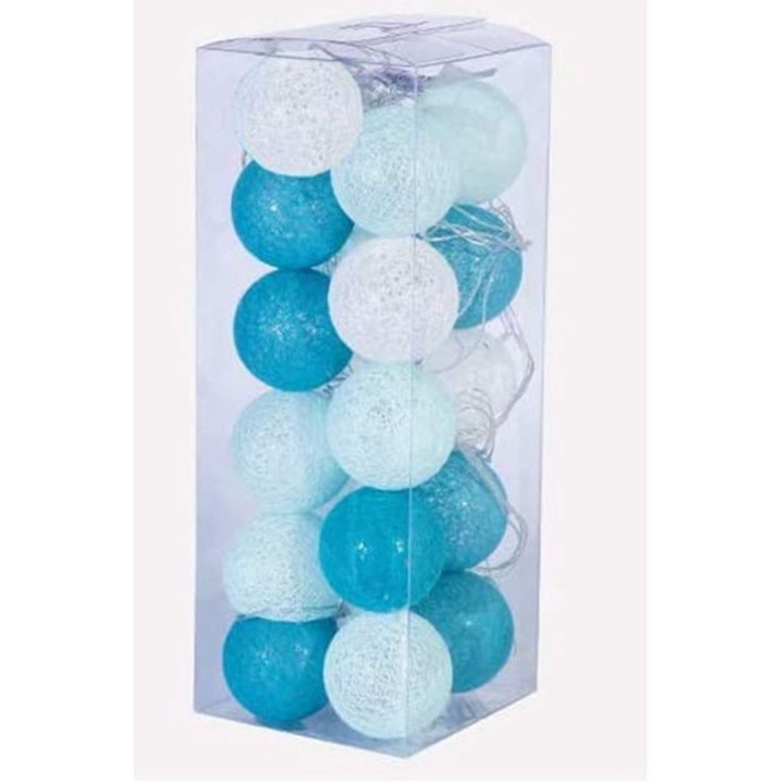 QttvbTna dekoratív füzér, tiszta pamut, 20 LED, sötétzöld/menta/meleg fehér, 6cmx3m