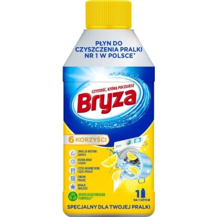 Solutie de curatat masini de spalat Bryza, parfum de lamaie, 250ml
