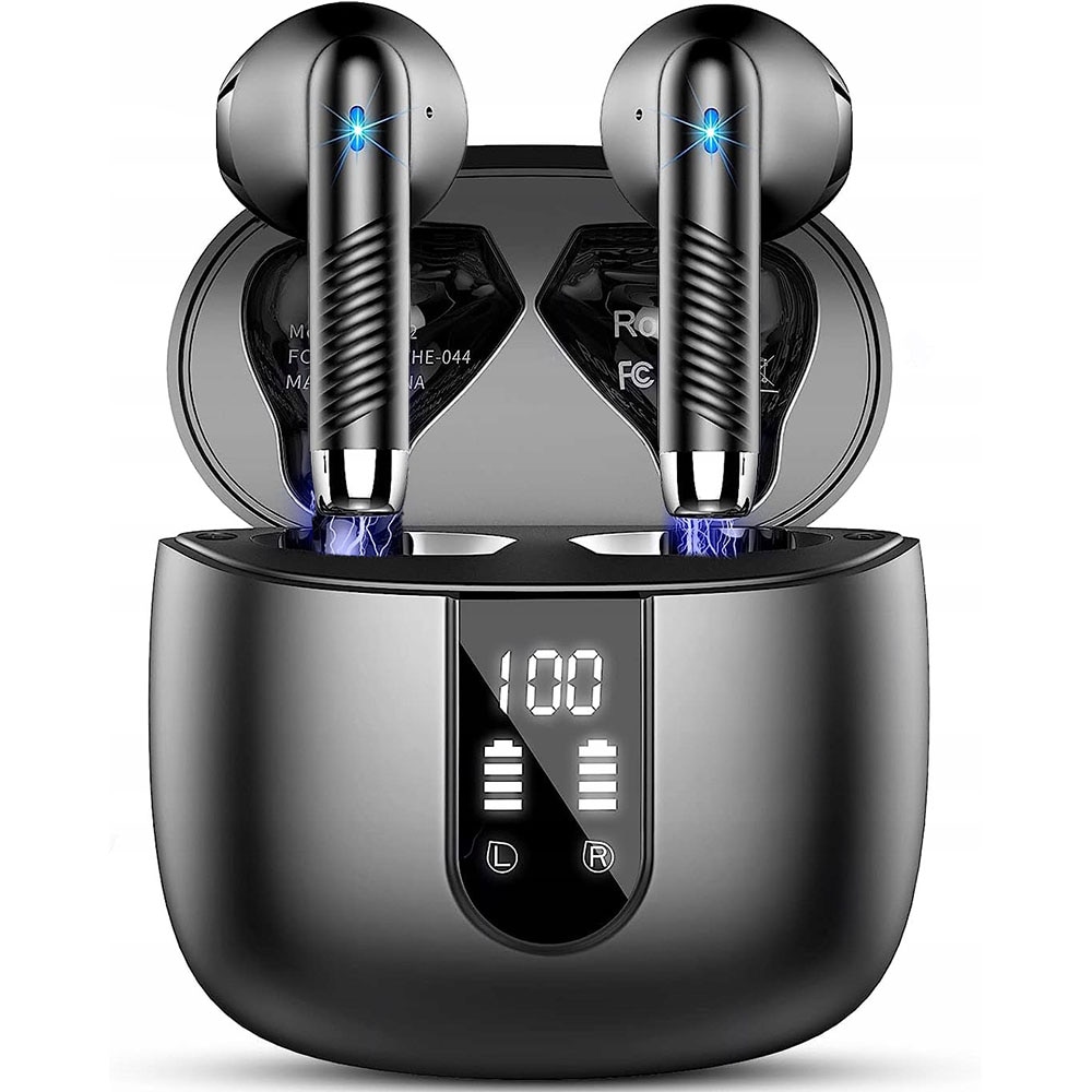 Casti Wireless Audio fara Fir, Bluetooth 5.3, Microfon, Afisaj LED ...