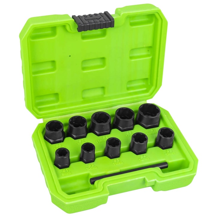 Set chei tubulare extractoare JBM, 3.8 inch, dimensiuni 10-19 mm, pentru piulite si suruburi de blocare