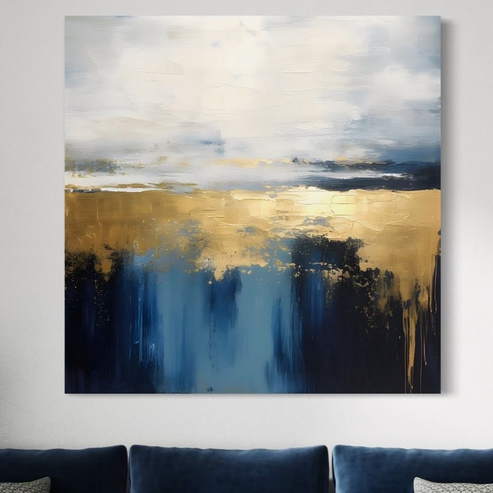 Премиум Канава Картина, LuxCanva® A1637, Дълбините на Морето, 100 X 100 СМ, 100% Памучно Платно 400гр/м2, Дървена Рамка, Стая, Абстрактно, Плаж, Спалня, Ярки Цветове