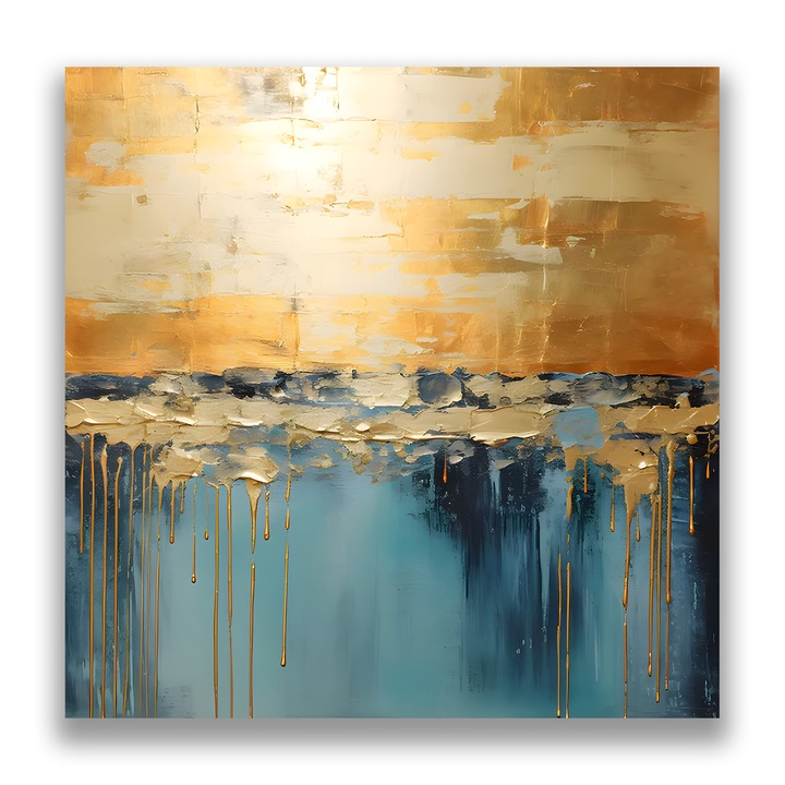 Картина на платно, LuxCanva® A1643, син контраст, 90 X 90 CM, 100% памучно платно 400g/m2, дървена рамка, всекидневна, декоративна, абстрактна, хроматична, спалня, живи цветове