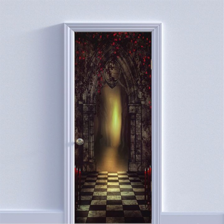 Autocolant pentru usa, Model Garden, Dimensiuni 200 x 90 cm, Design Vibrant, Autoadeziv