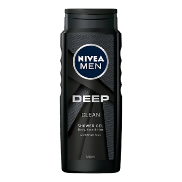 Комплект душ гел Nivea Men Deep Black, с микрофина глина, 2 части x 500 ml