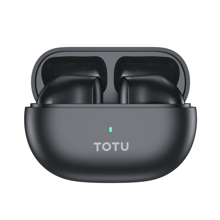Casti wireless Bluetooth, TOTU BE-17, TWS, sunet stereo la 360 de grade, Noise canceling, compatibilitate Bluetooth 5.3, negru