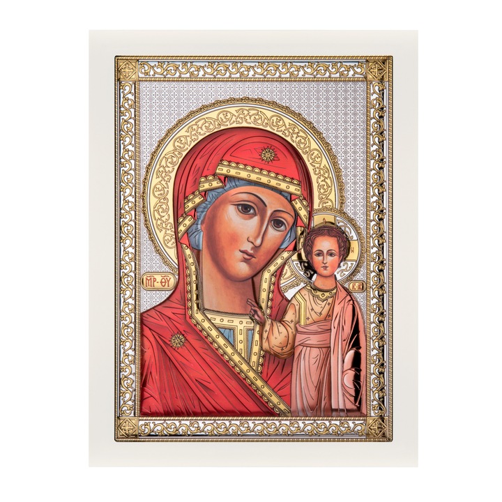 Icoana placata cu argint Maica Domnului din Kazan AE0840/2BD 10x12cm