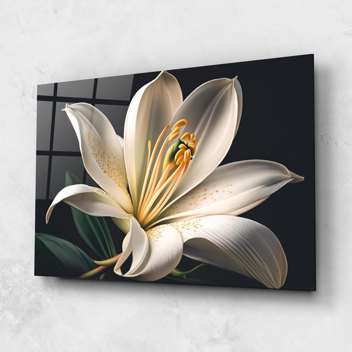 ARTHUB, Стъклена картина 80x120cm, Спалня и Дневна, цветя, лилии, Big Lily View
