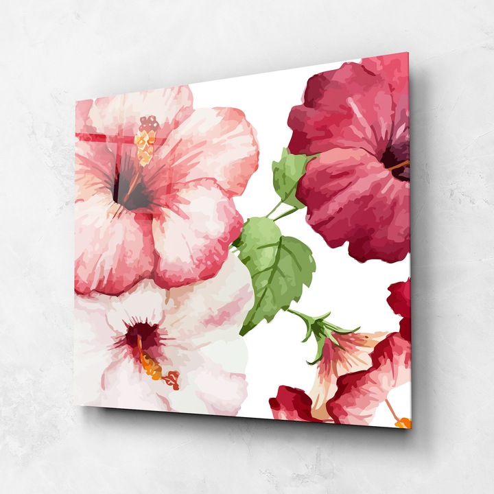 ARTHUB, Стъклена картина 100x100cm, Спалня и Дневна, цветя, екзотични цветя, Exotic Flower Paint