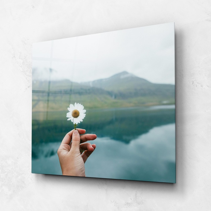 Tablou Sticla, 60x60cm, Dormitor si Living, Flori, Flori In Natura, Mountain Wild Flower