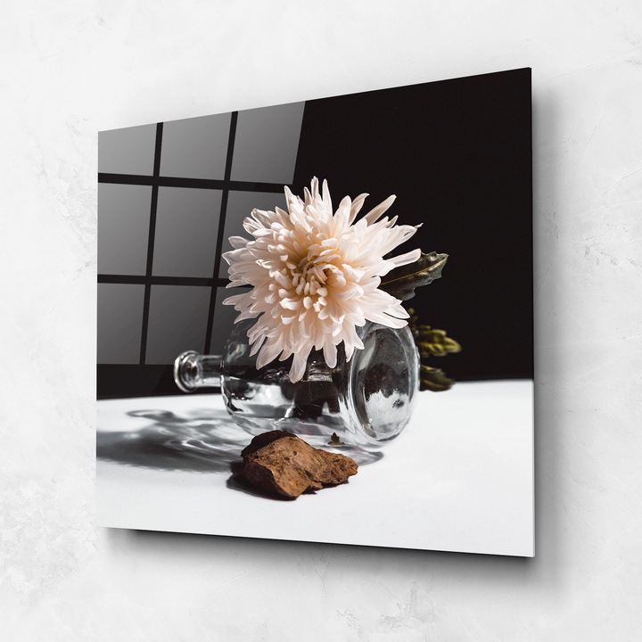 Tablou Sticla, 60x60cm, Dormitor si Living, Flori, Flori In Vaza, Cool Ase