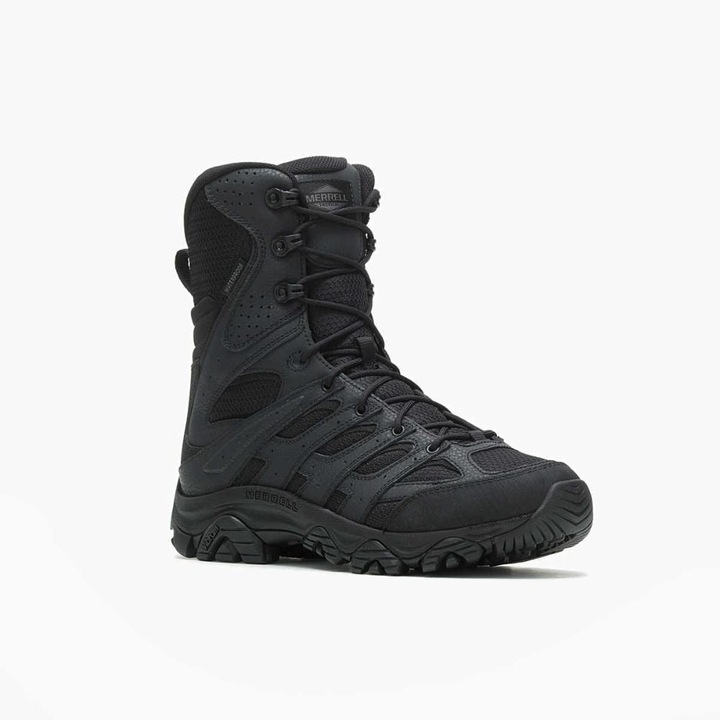 Мъжки боти, MERRELL, кожа / мрежа, водоустойчиви, страничен цип, черни, 42 EU