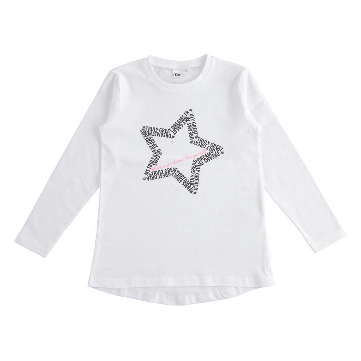 Bluza cu imprimeu pentru fete, I Do, 4.4046, Alb, Alb/Roz/Negru