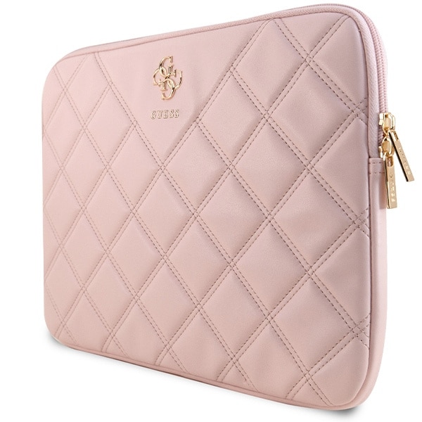 Husa laptop GUESS Quilted 4G, ecopiele, roz, 26x34x2.5cm