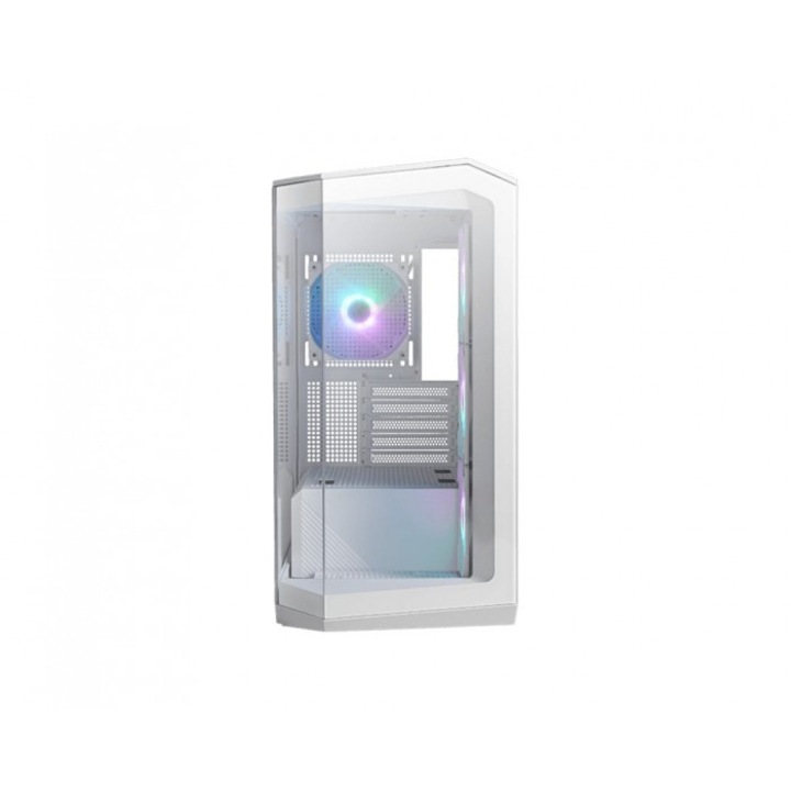 Carcasa Gaming, MSI, MAG PANO M100R, Micro Tower, LED Multicolor, Fereastra Laterala, 235x405x440mm, Alb