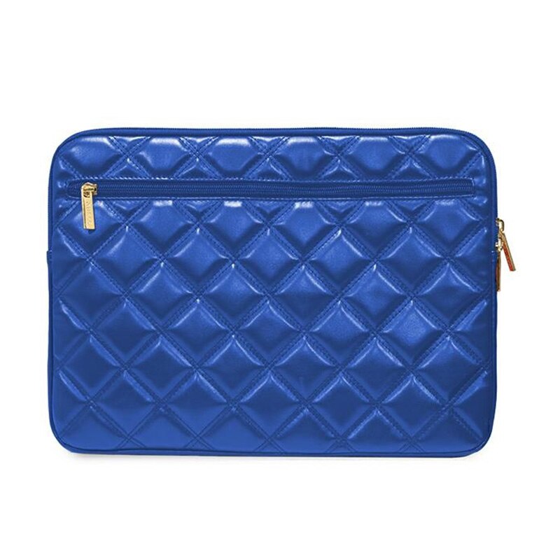Husa laptop GUESS Quilted 4G, piele ecologica, inchidere cu fermoar, albastru, 13/14 inch