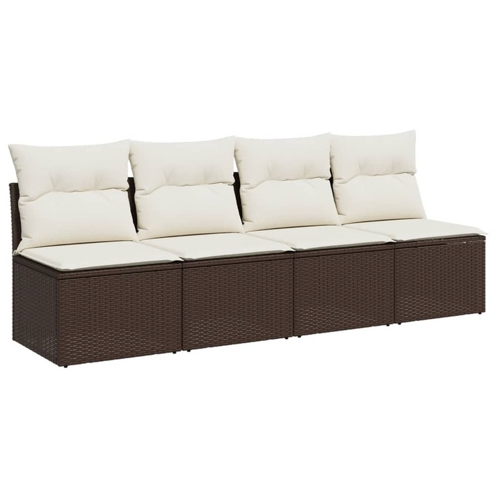 vidaXL 4 személyes barna polyrattan kerti kanapé párnával 220 x 62 x 69 cm 26 kg