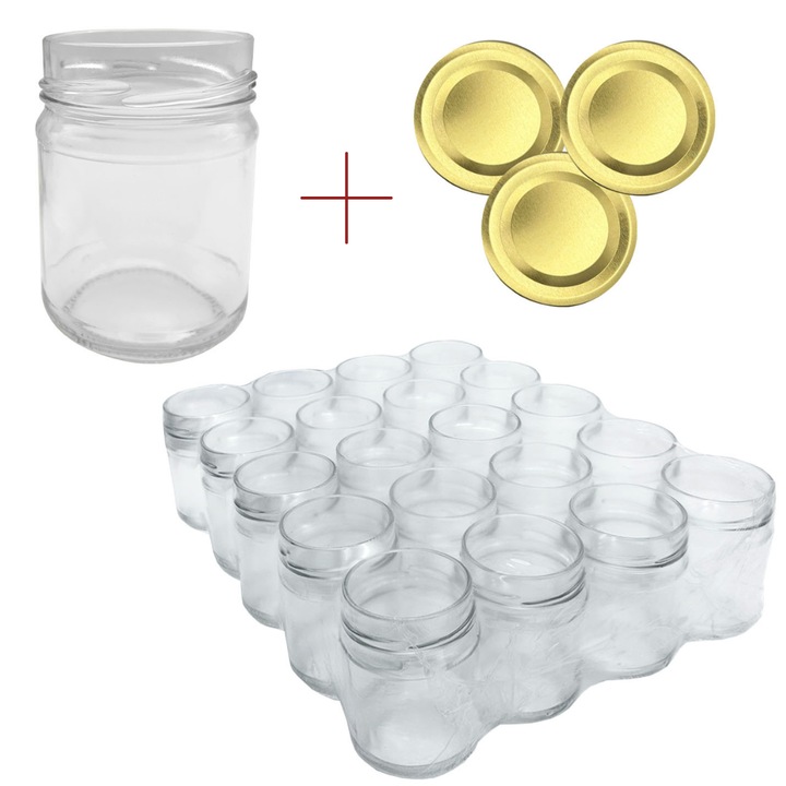Комплект Стъклени Буркани 212 мл. DEEP на витн с капачки, Данрос, 20бр