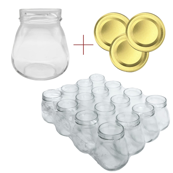 300 ml-es üvegedénykészlet, csavaros mosogató kupakkal, Danros, 16 db