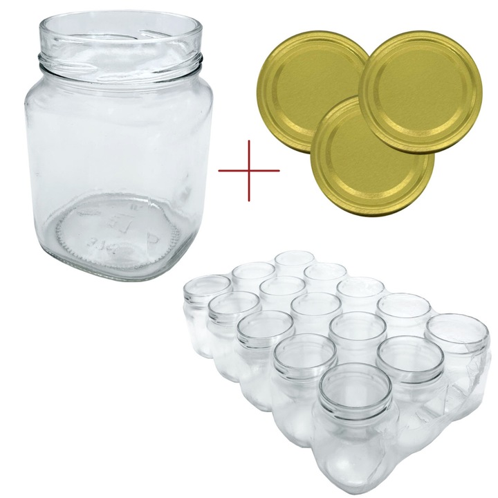 Set 15xborcane/capace, sticla, 370 ml