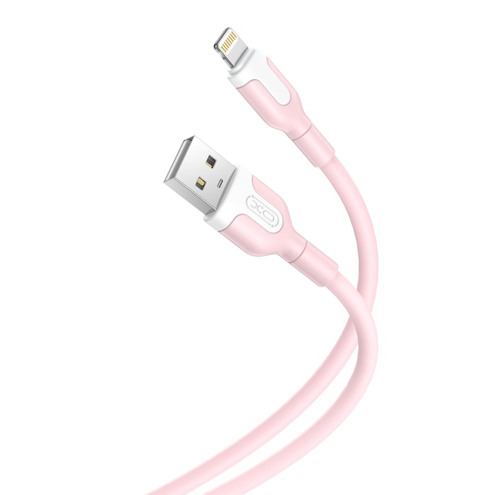 Cablu de date USB la Lightning, XO, 2.1A, incarcare, transfer de date, 1m, NB212, roz