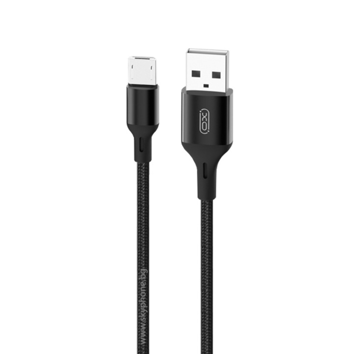 Cablu USB la Micro USB, XO, 2A, 1m, transfer de date, incarcare, NB143, negru