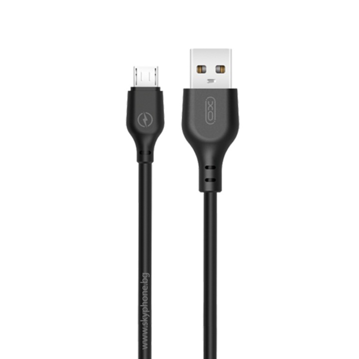 USB kábel - Micro USB, XO, 2.1A, 2m, töltés, adatátvitel, NB103, fekete