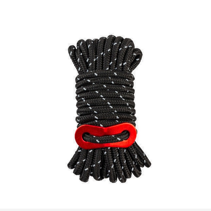 Светлоотразително въже за палатка, 4ммх4м, черно