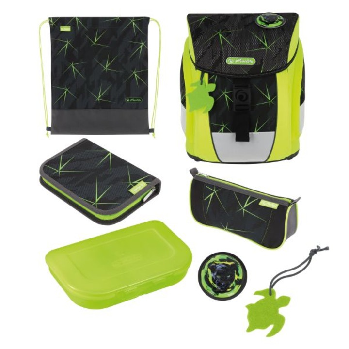 Ghiozdan scolar, Herlitz FiloActive Plus, incarcat, motiv Wild Life, verde