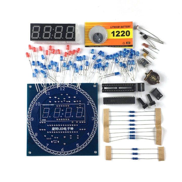 Elektronikus óra szett, LED DS1302-vel, szerelődobozt tartalmaz