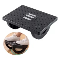Suport ergonomic pentru picioare, NUODWELL, Cu role de masaj, Ajustarea la 180°, Design antiderapant, Pentru birou, acasa sau in calatorie, 34x25x13cm, Negru