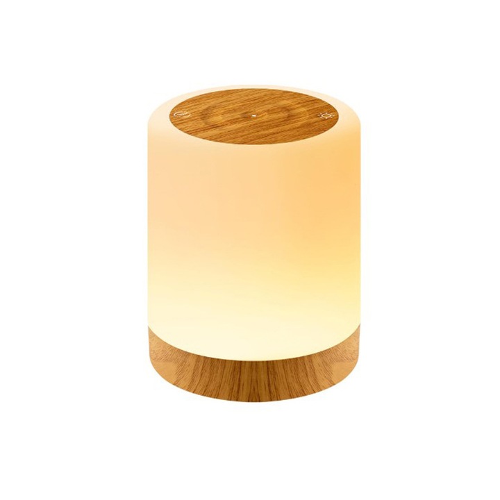 Ébresztőlámpa érintésvezérléssel, BOMSTOM, 1500mAh, LED, 4 világítási mód, 5 fényintenzitási fokozat, Intenzitás és színváltó funkció, Hordozható