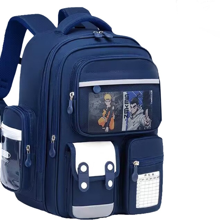 Ghiozdan Scolar, FreeBiz, Compartimente multiple, Rezistent la apa, 42 x 30 x 20 cm Capacitate mare, Spate usoara, Respirabila, Albastru