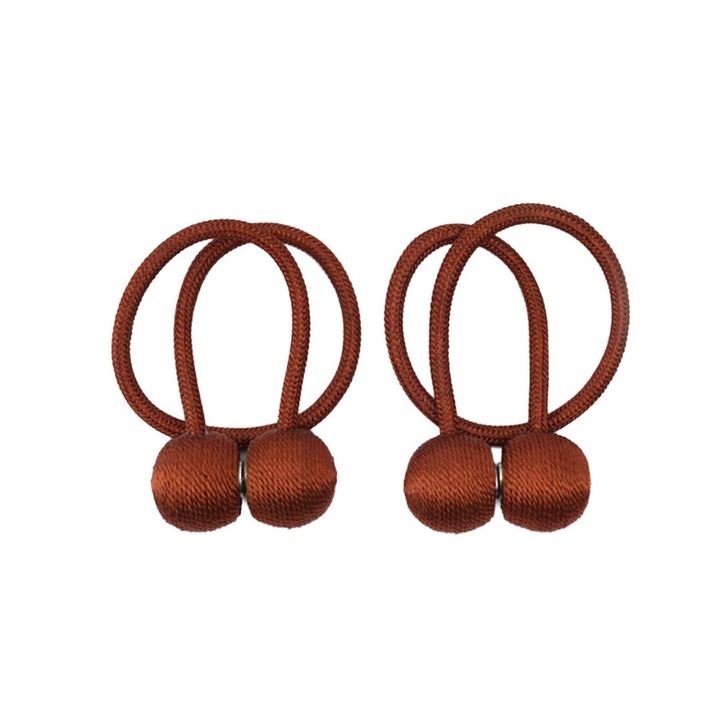 Set pentru prindere perdele si draperii, format din 2 magneti decorativi, FreeBiz, maro