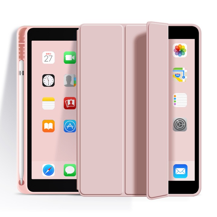 Защитен калъф за таблет, Съвместим с Apple iPad 10 10,9 инча 2022, REDKID®, TPU защитен калъф със стойка, Розов