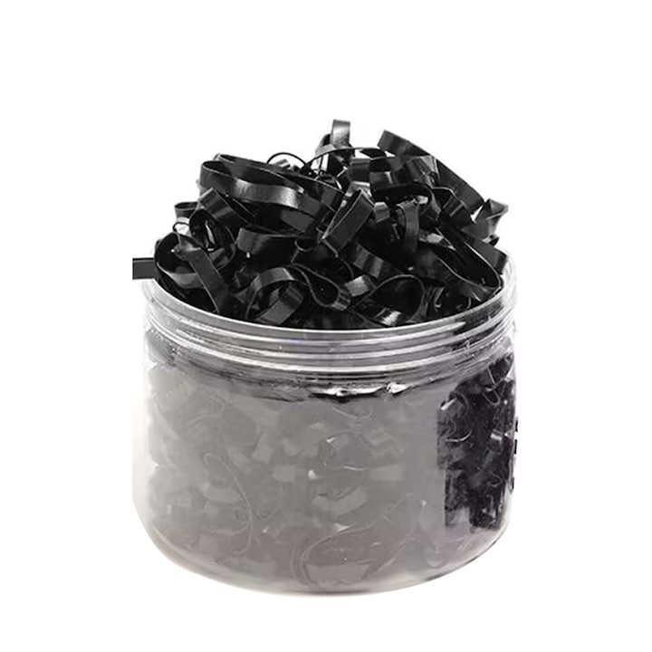 Set elastice de par, 500 bucati, negru, cauciuc, FreeBiz