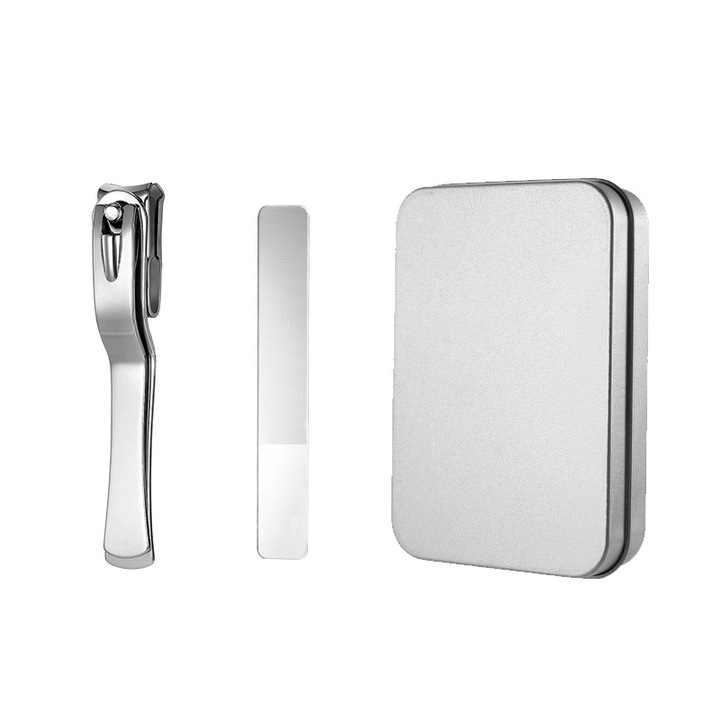 Нокторезачка от неръждаема стомана за дебели нокти, BOMSTOM, ротация на 360°, 9.8x1.5 см, сребро