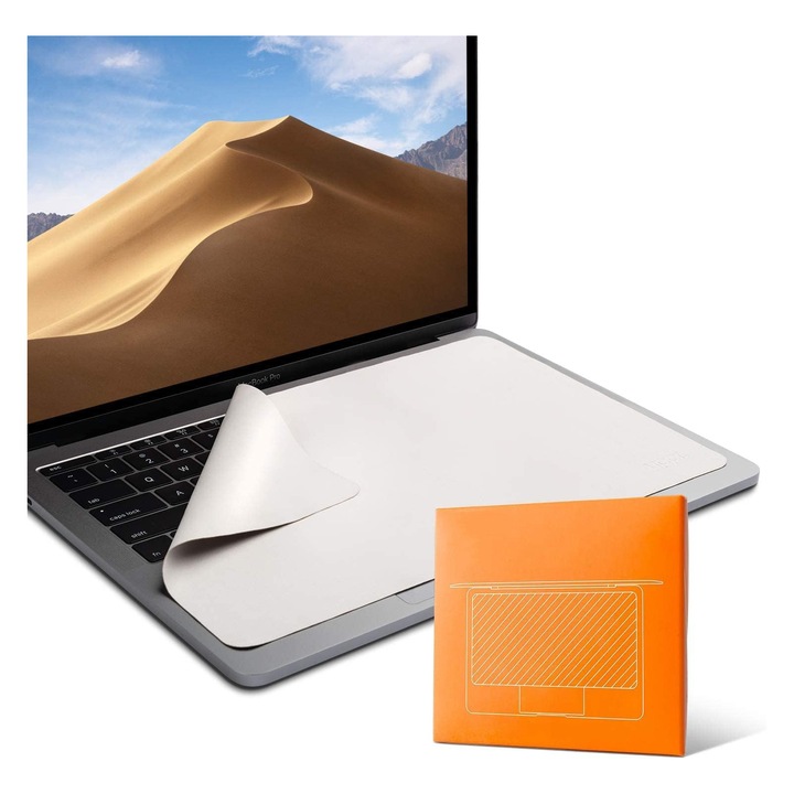 Folie de Protectie pentru Tastatura Laptop, Zggzerg, Panza de curatare Microfiber Liner, Reutilizabila, Usor de transportat, Compatibil cu MacBook Pro 13" MacBook Pro 14", 28.5 x 19.5cm, Gri