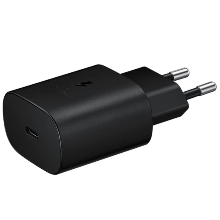 Hálózati töltő Plane Tech, 25W, Samsunghoz, Szuper gyors töltés, Eredeti, Fekete