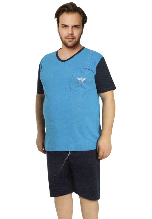 Uramag férfi pizsama, 100% pamut, batal, rövid, 2 db, Kék