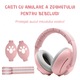 Casti Antifonice 2 in 1 pentru Bebelusi si Copii pana la 4 Ani INTEXXA®, Reglabile si Ergonomice, Foarte Usoare, Fara Presiune Pe Fontanele, Anti-alunecare, pentru Protectie Auzului, 2 Moduri de Utilizare Interschimbabile, Roz